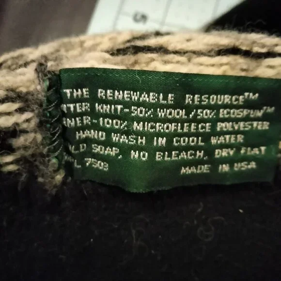 Knit Beanie Hat Eco Friendly Wool Blend Black Gray The Renewable Resource USA - Picture 6 of 7